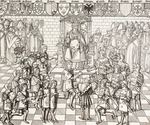 Le Pape Urbain II présidant le Concile de Clermont en 1095, de 
